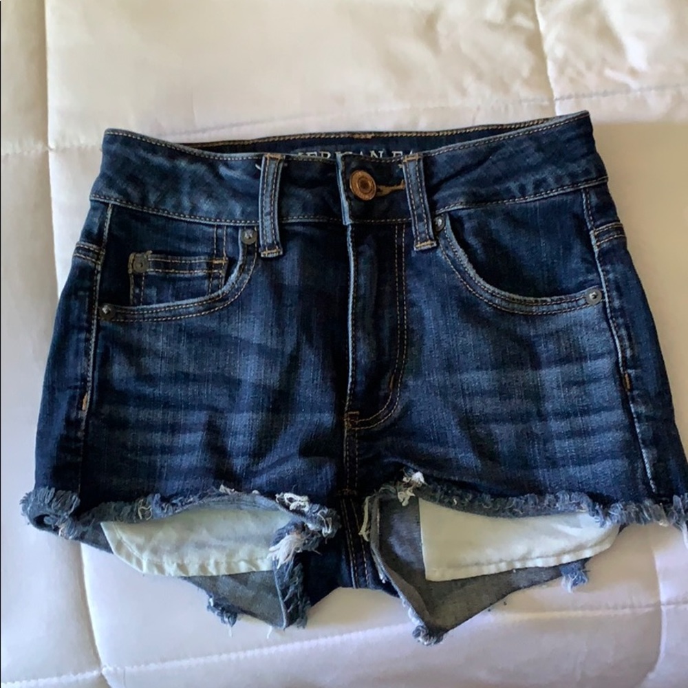 Dark wash denim short shorts